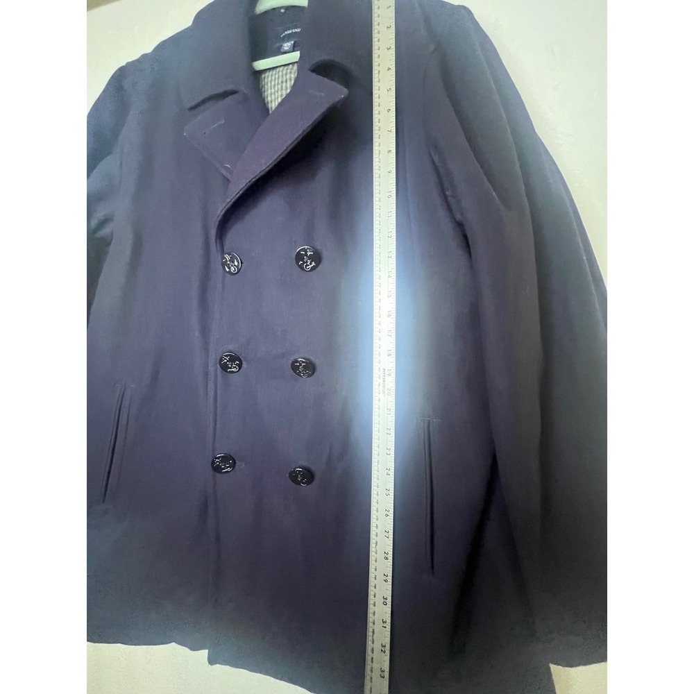 Lands End Mens XXL Tall Peacoat Navy Wool Blend Double Breasted Coat 50-52 - Picture 7 of 12